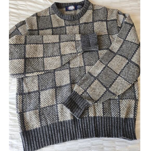 Knightsbridge Other - Knightsbridge Pullover Crewneck Wool Sweater Large Checkered Made In Scotland